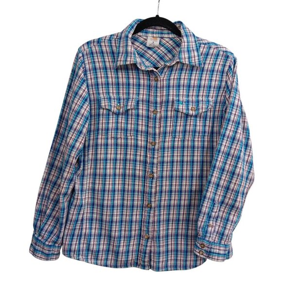 Carhartt Tops - CARHARTT Flannel Shirt Women's Size M Blue White Plaid Long Sleeve Cotton